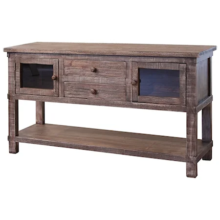 Rustic Solid Wood 2 Drawer and 2 Door Sofa Table